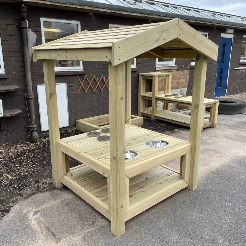 Square Mud Kitchen with Roof - Image 2